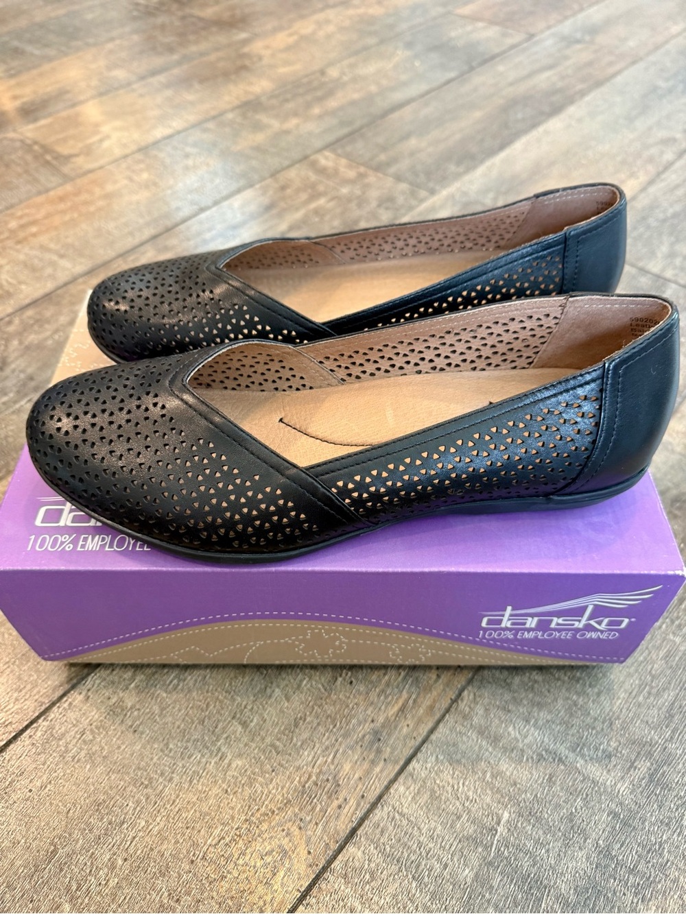 Dansko Women's Neely Nappa Black Perforated Slip-On Flats